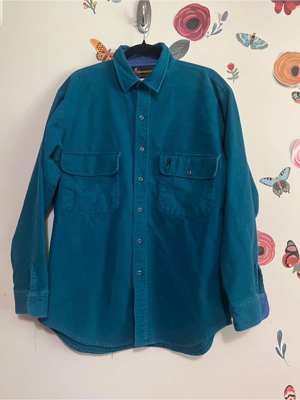 Vintage Browning Heavy Flannel Shirt Teal Large